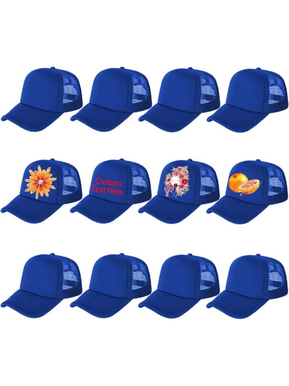 12 Pack Blank Trucker Hats - Mesh Snapback Caps for Men & Women, Customizable
